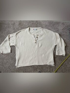 FP Beach Classic Cream Waffle Henley Sweater